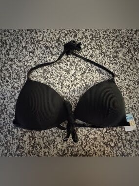 Primark Black Ribbed Halter Bikini Top